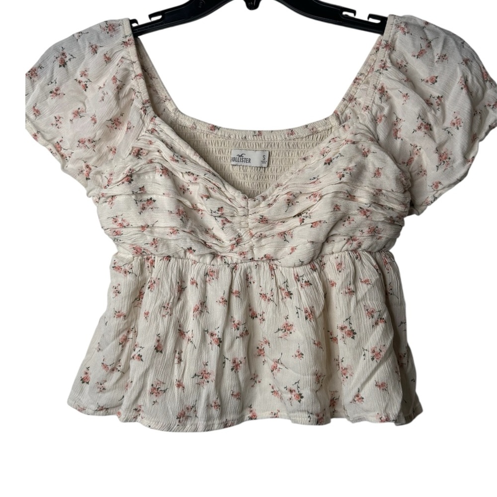 Hollister Cream Floral Blouse